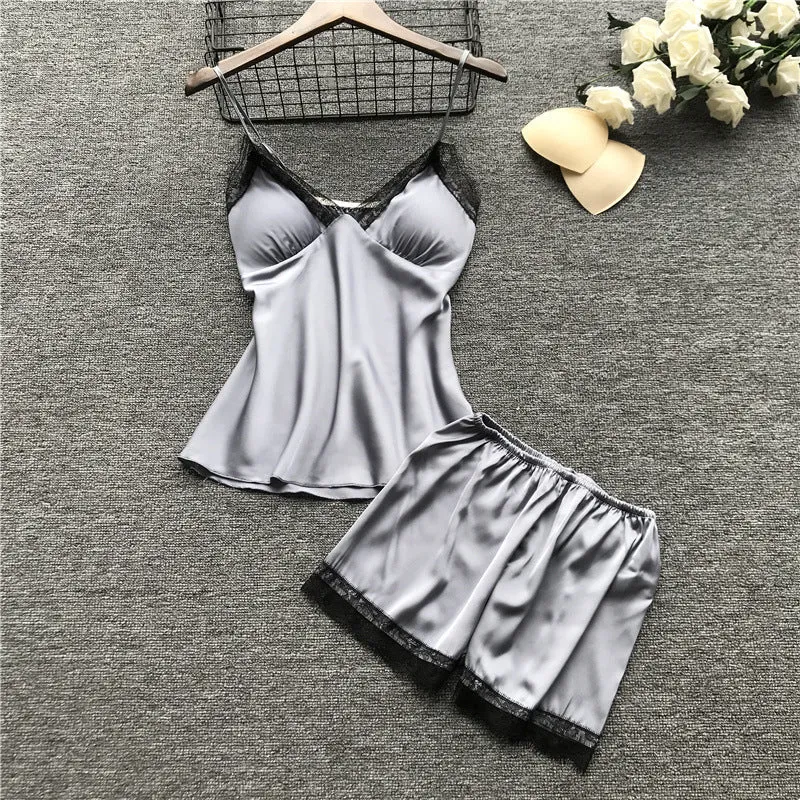Silk pajama four piece set