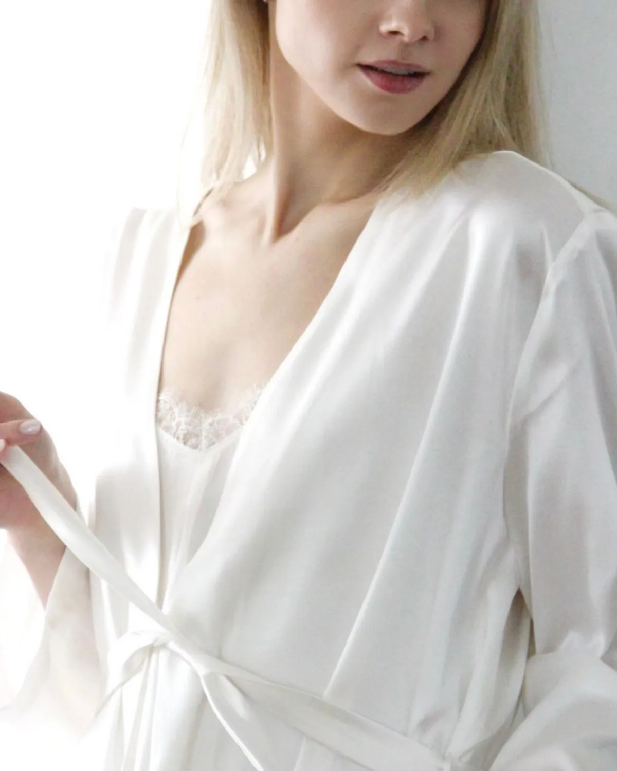 Silk robe PEARL WHITE