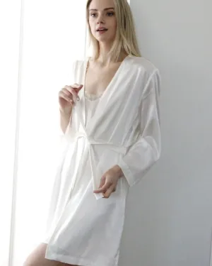 Silk robe PEARL WHITE