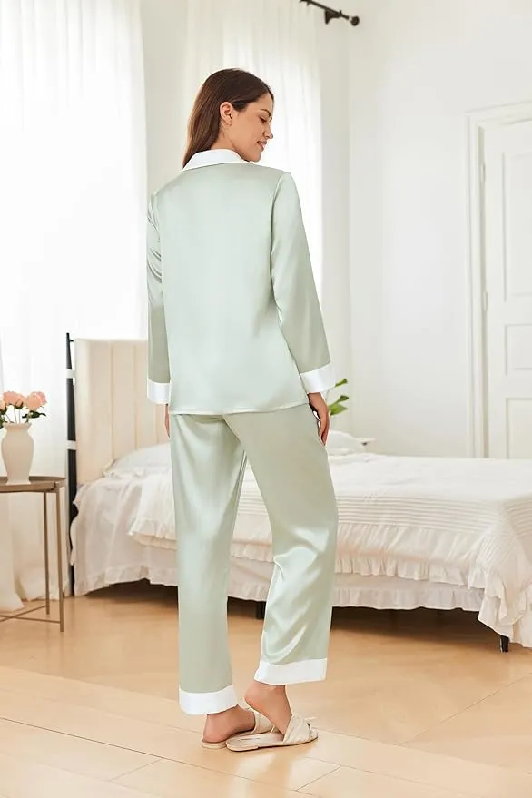 Silky Button Down Long Sleeve Pajamas