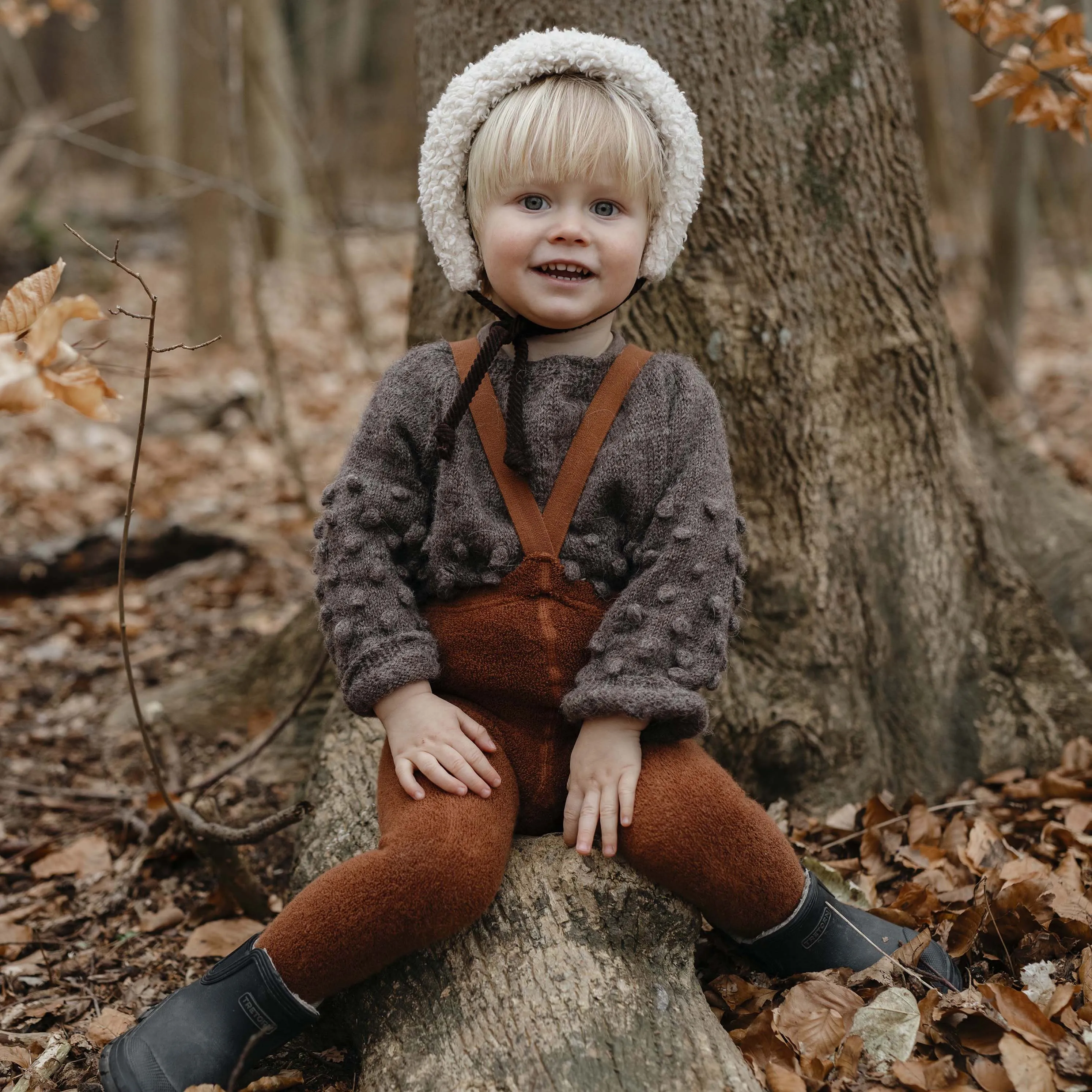 Silly Silas Footed Teddy Warmy Tights with Braces - Cinnamon