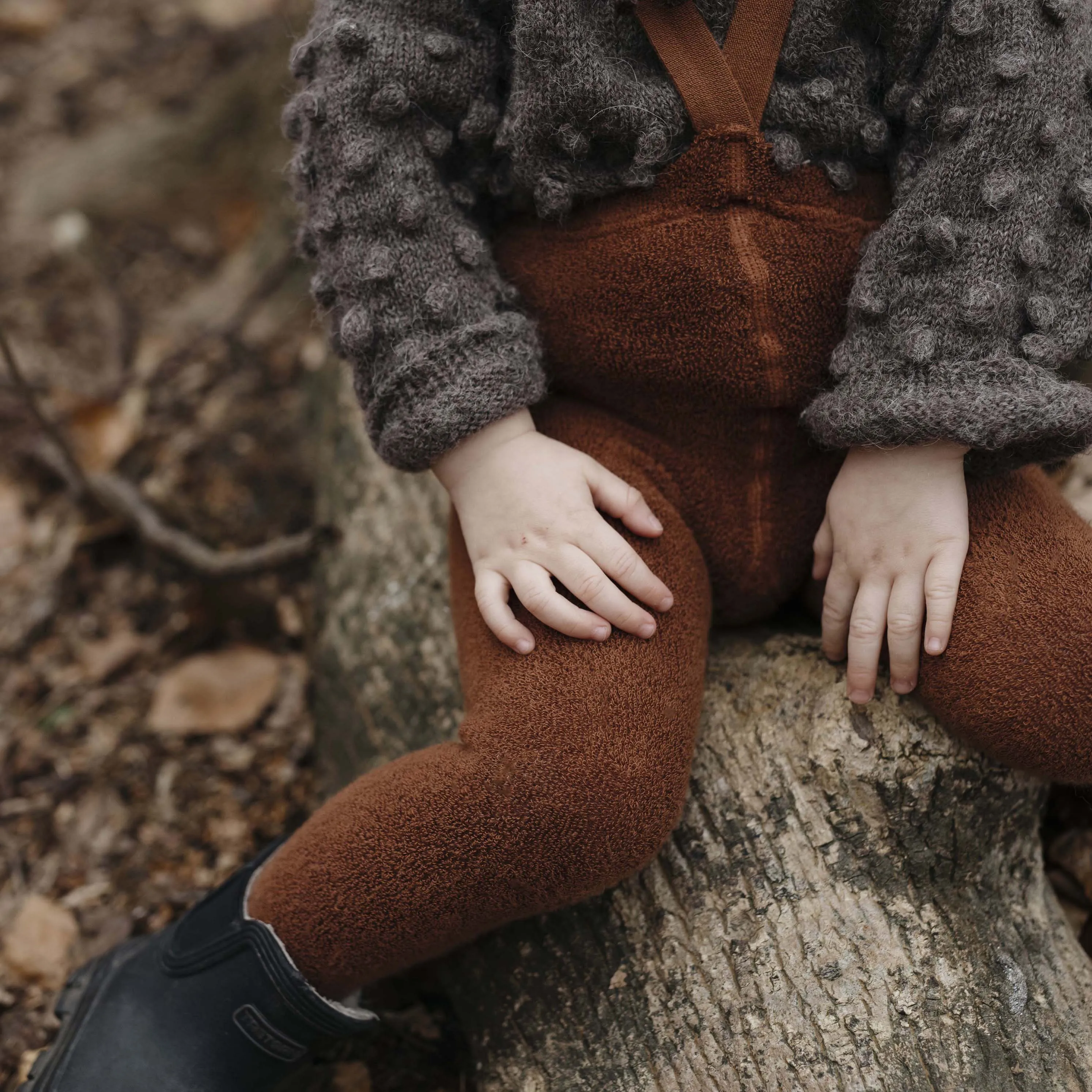 Silly Silas Footed Teddy Warmy Tights with Braces - Cinnamon