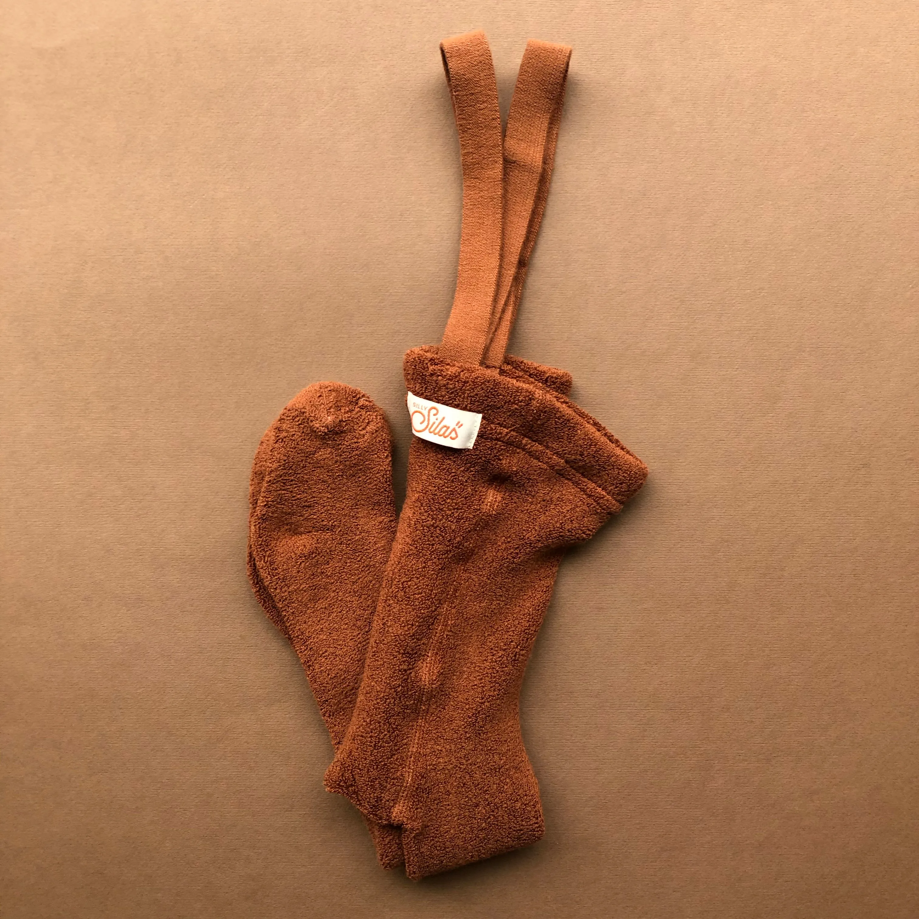 Silly Silas Footed Teddy Warmy Tights with Braces - Cinnamon