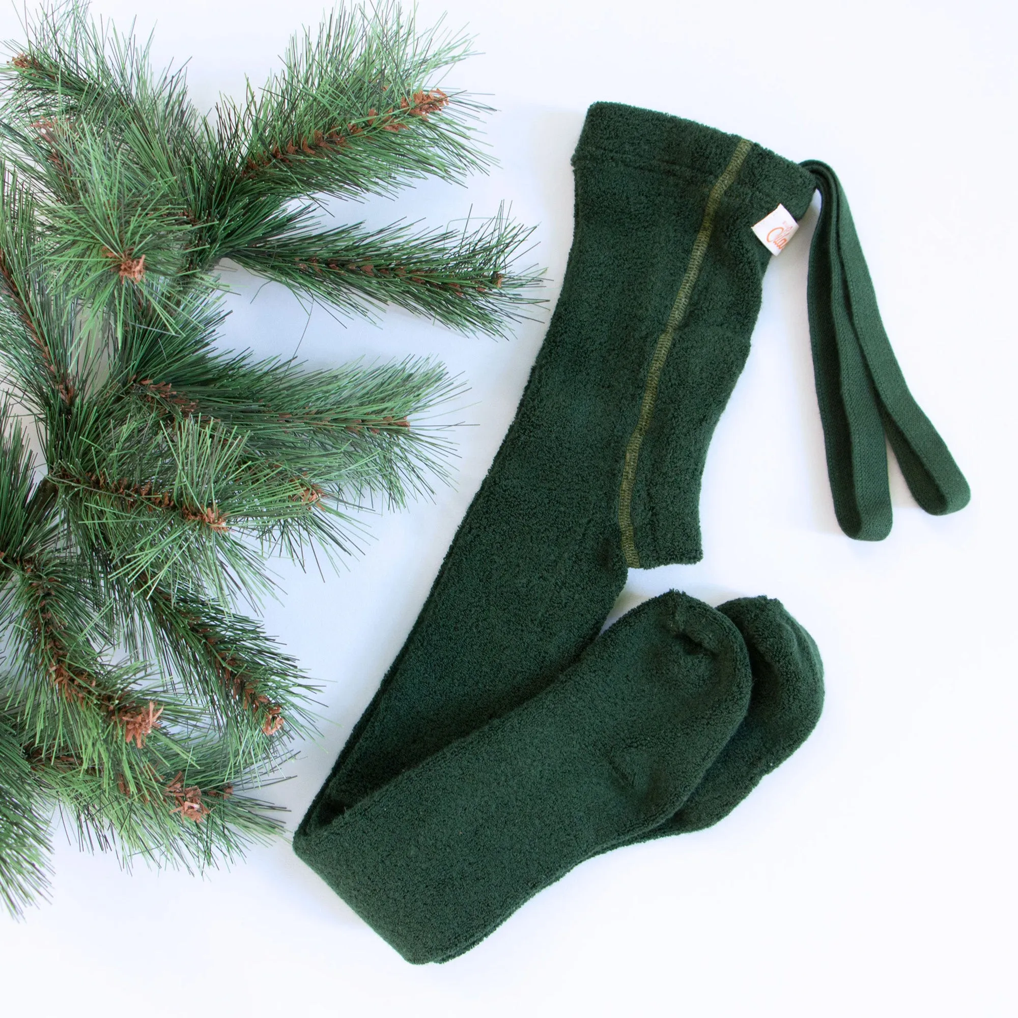 Silly Silas Footed Teddy Warmy Tights with Braces - Dark Forest Green