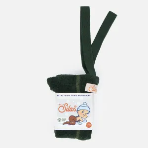 Silly Silas Footed Teddy Warmy Tights with Braces - Dark Forest Green