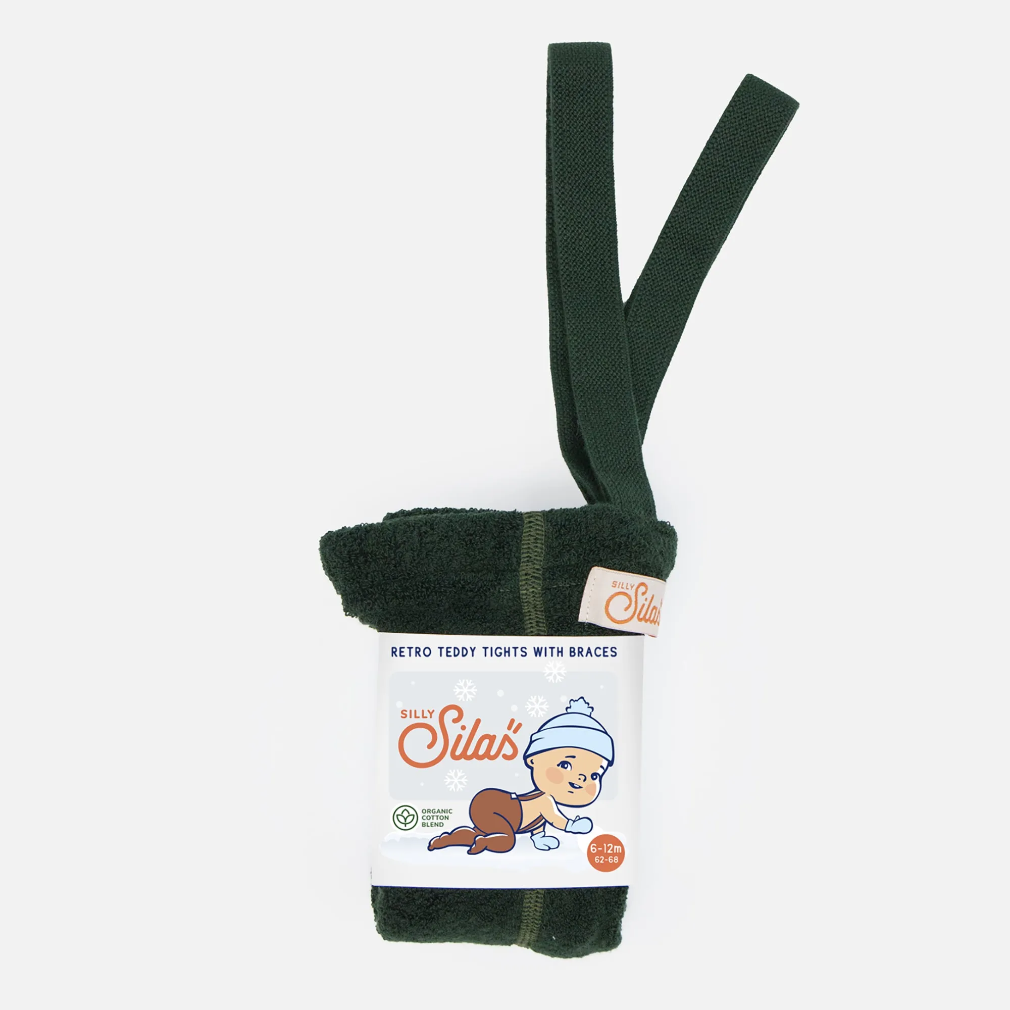 Silly Silas Footed Teddy Warmy Tights with Braces - Dark Forest Green