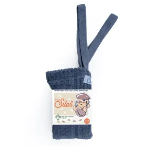 Silly Silas Footless Granny Teddy Tights with Braces - Steel Blue