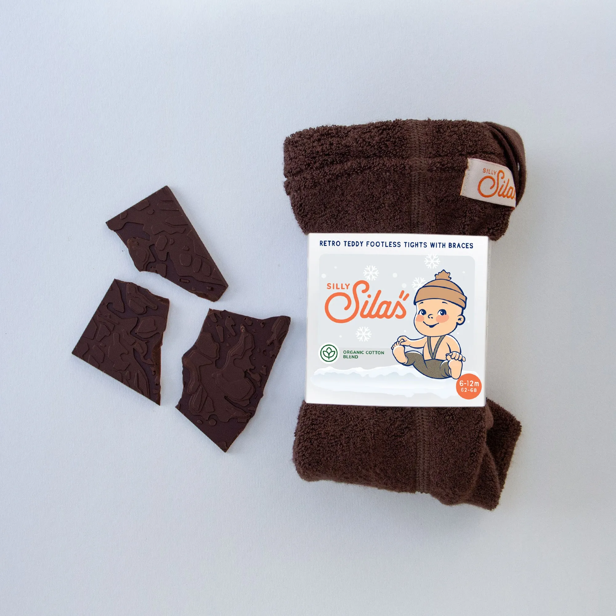 Silly Silas Footless Teddy Warmy Tights with Braces - Chocolate Brown