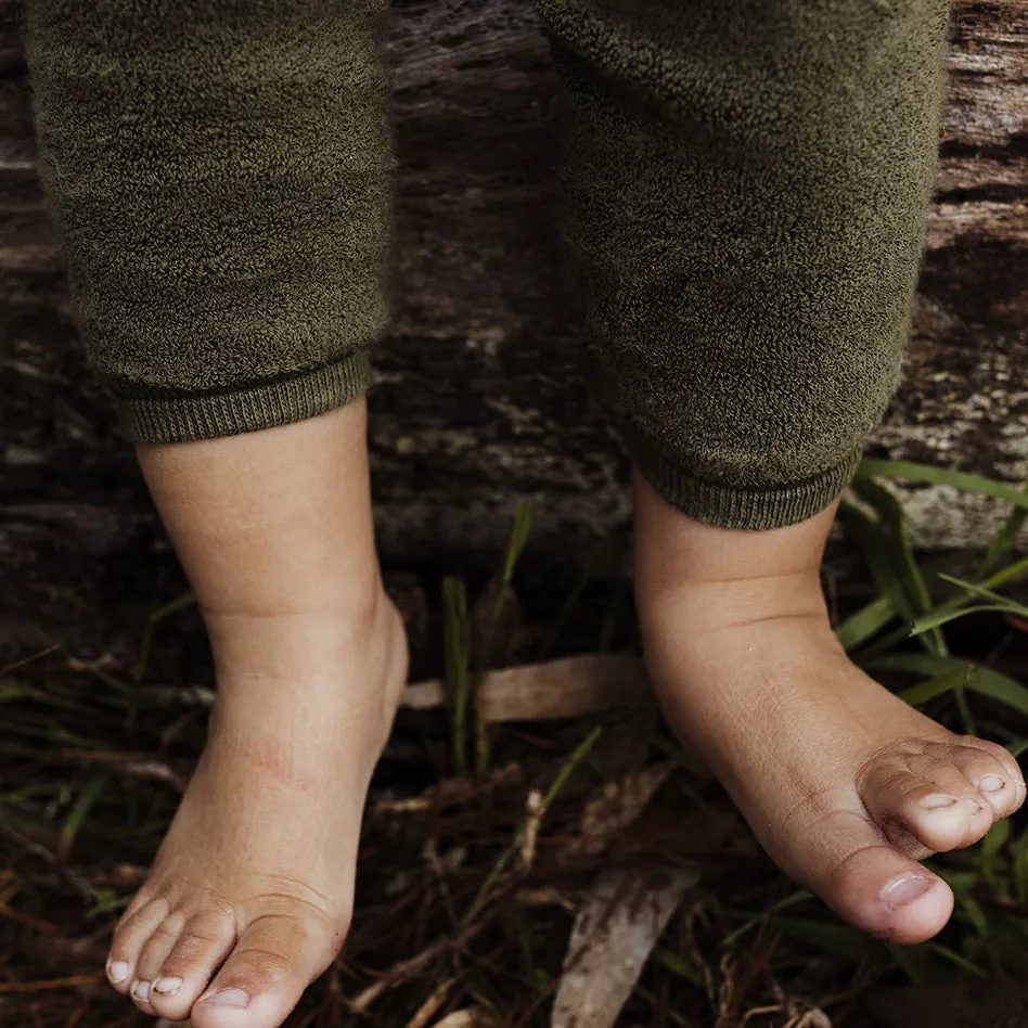 Silly Silas Footless Teddy Warmy Tights with Braces - Olive