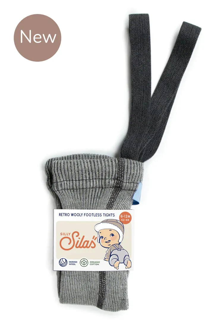 Silly Silas Wooly Footless Tights - Granite