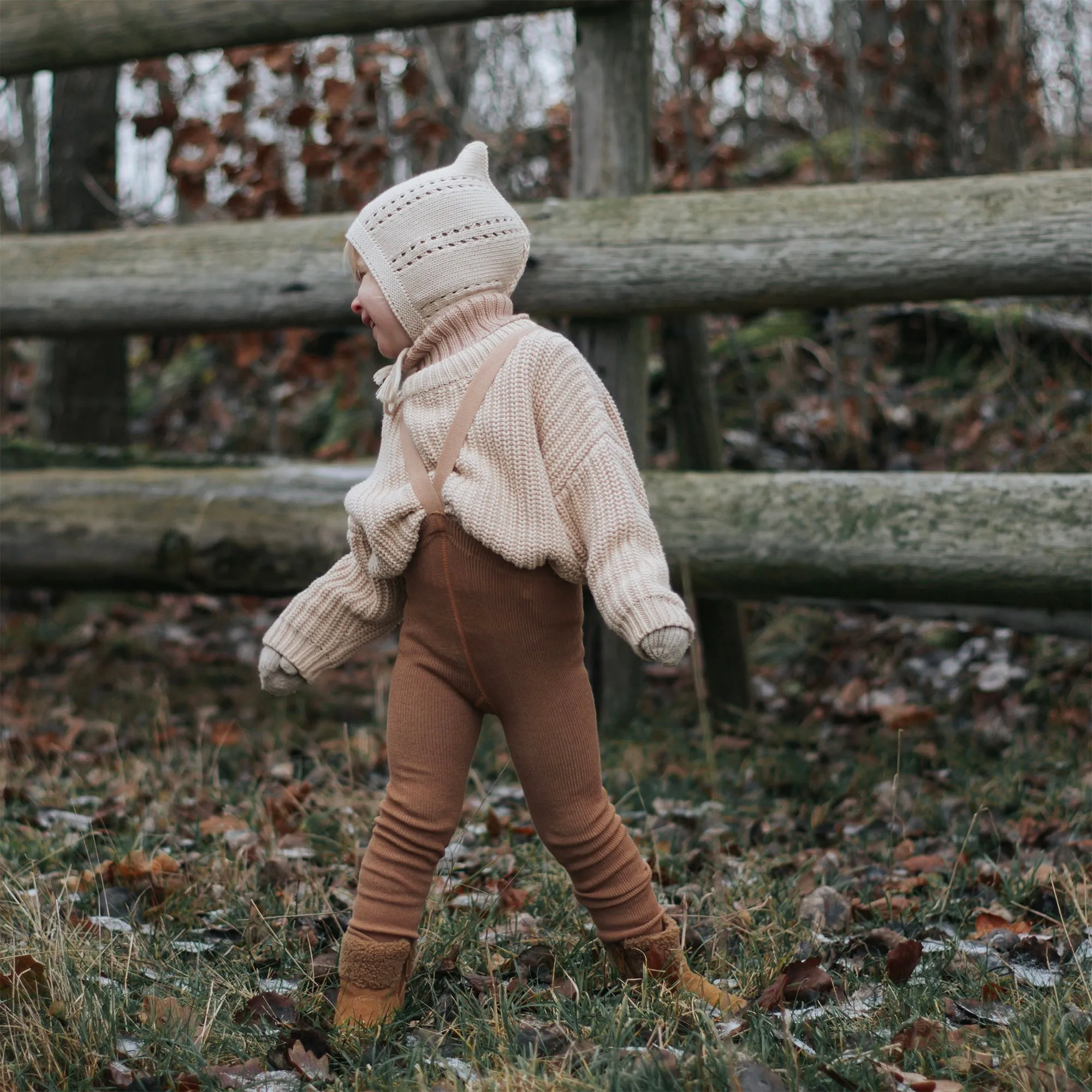 Silly Silas Wooly Footless Tights with Braces - Cappuccino Brown