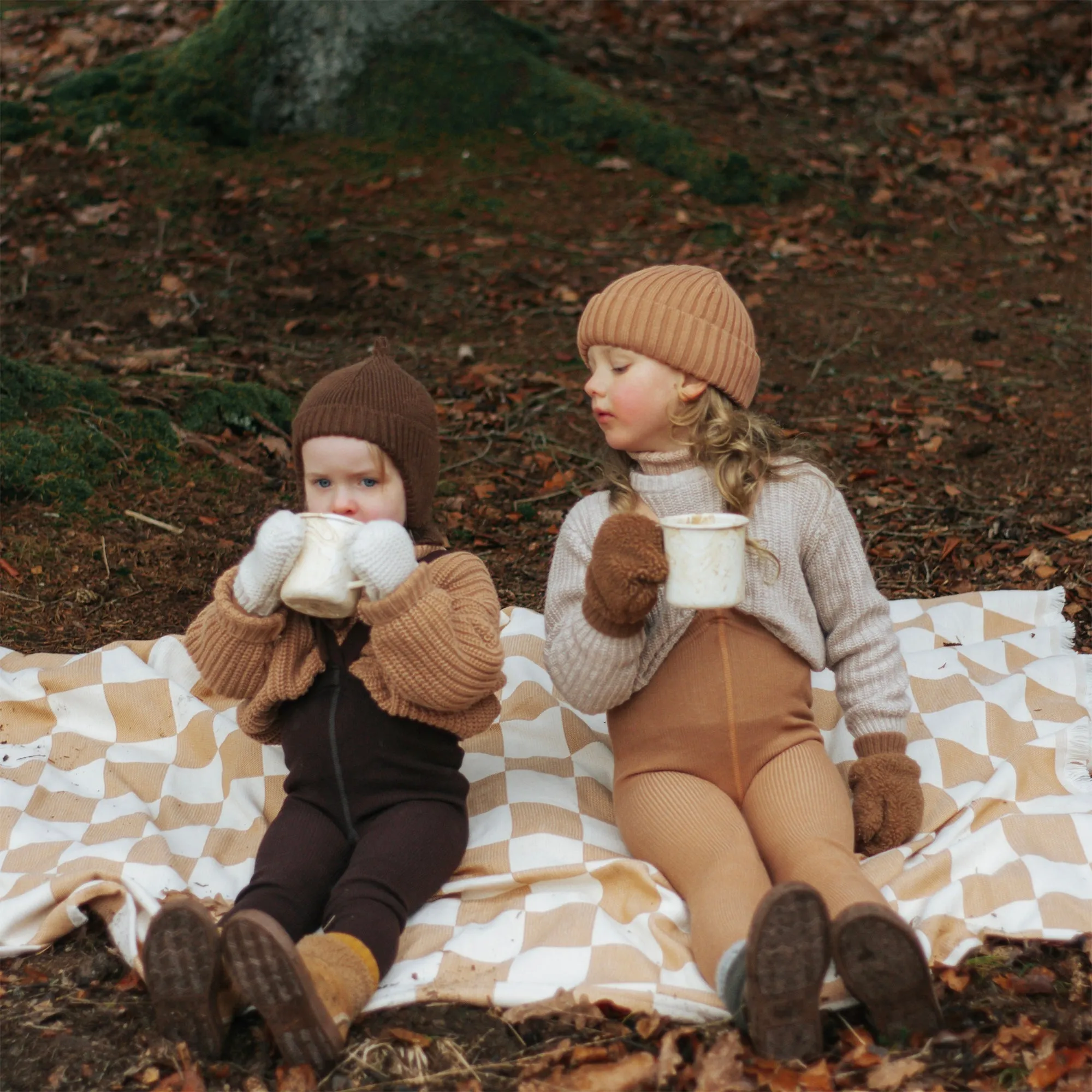 Silly Silas Wooly Footless Tights with Braces - Cappuccino Brown