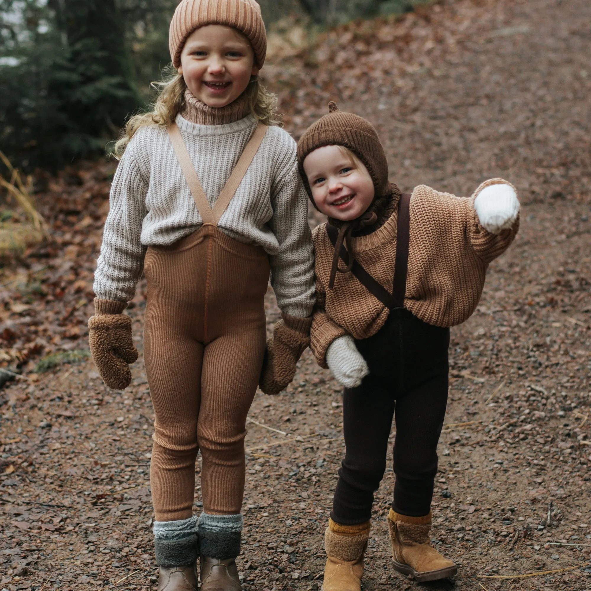 Silly Silas Wooly Footless Tights with Braces - Cappuccino Brown