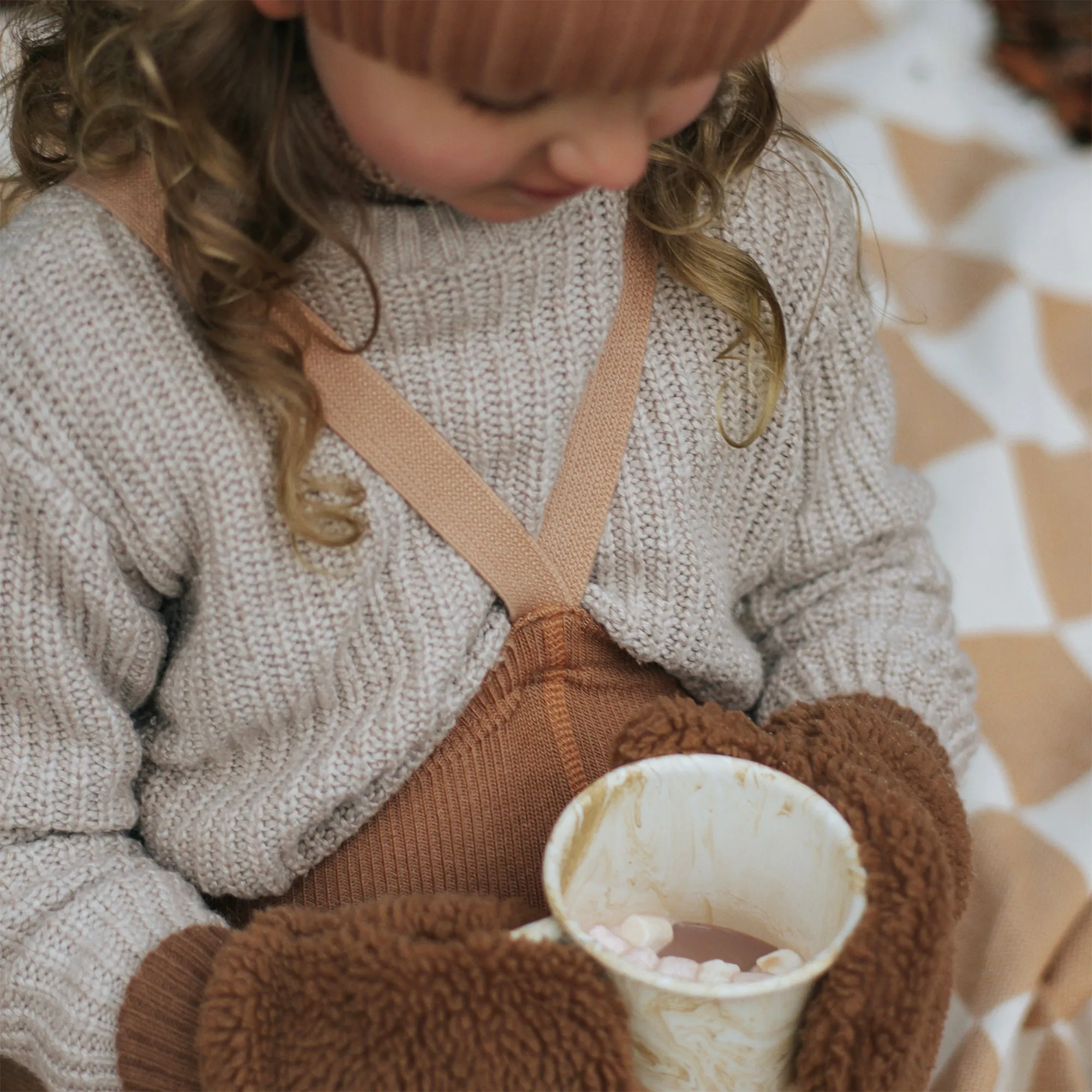 Silly Silas Wooly Footless Tights with Braces - Cappuccino Brown