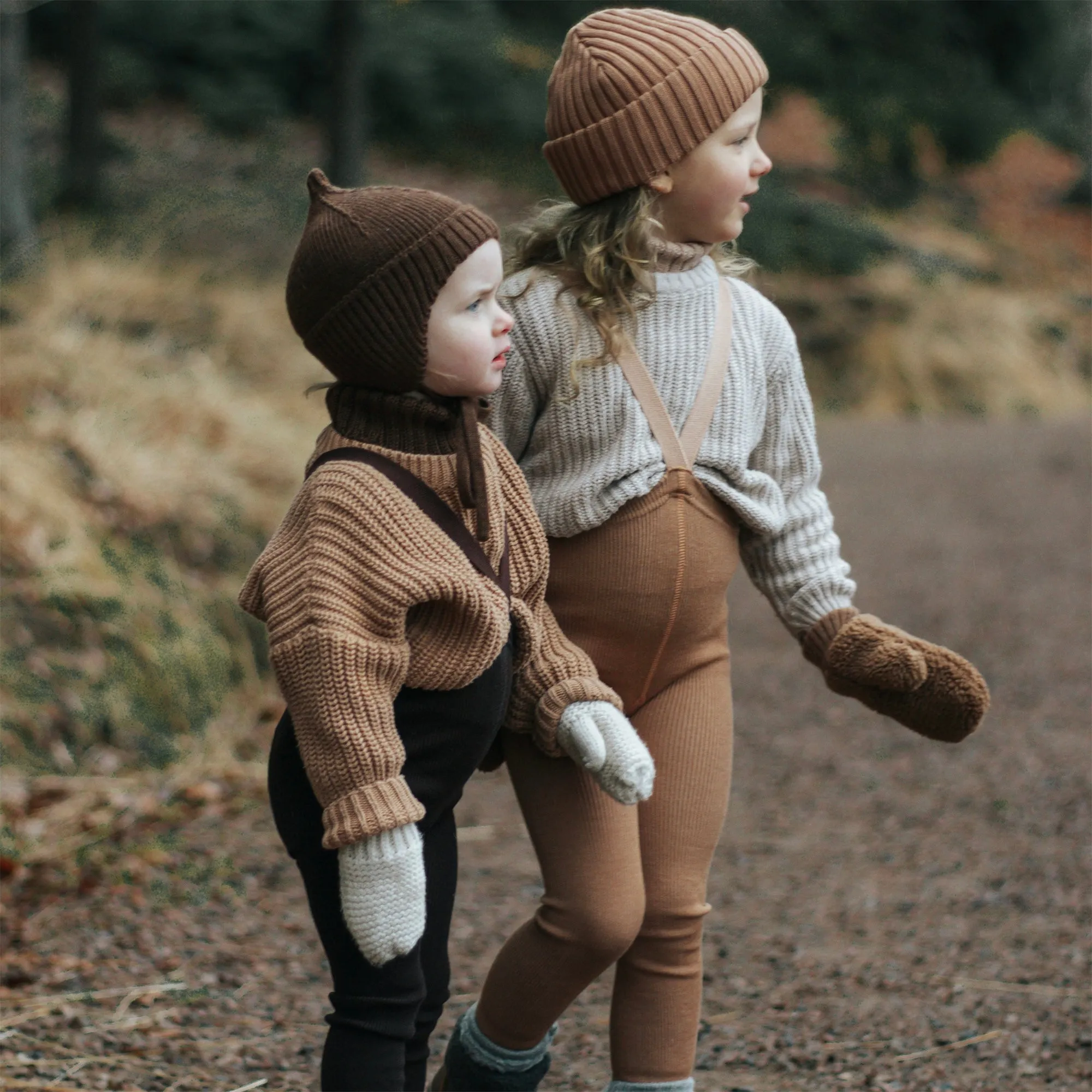 Silly Silas Wooly Footless Tights with Braces - Cappuccino Brown