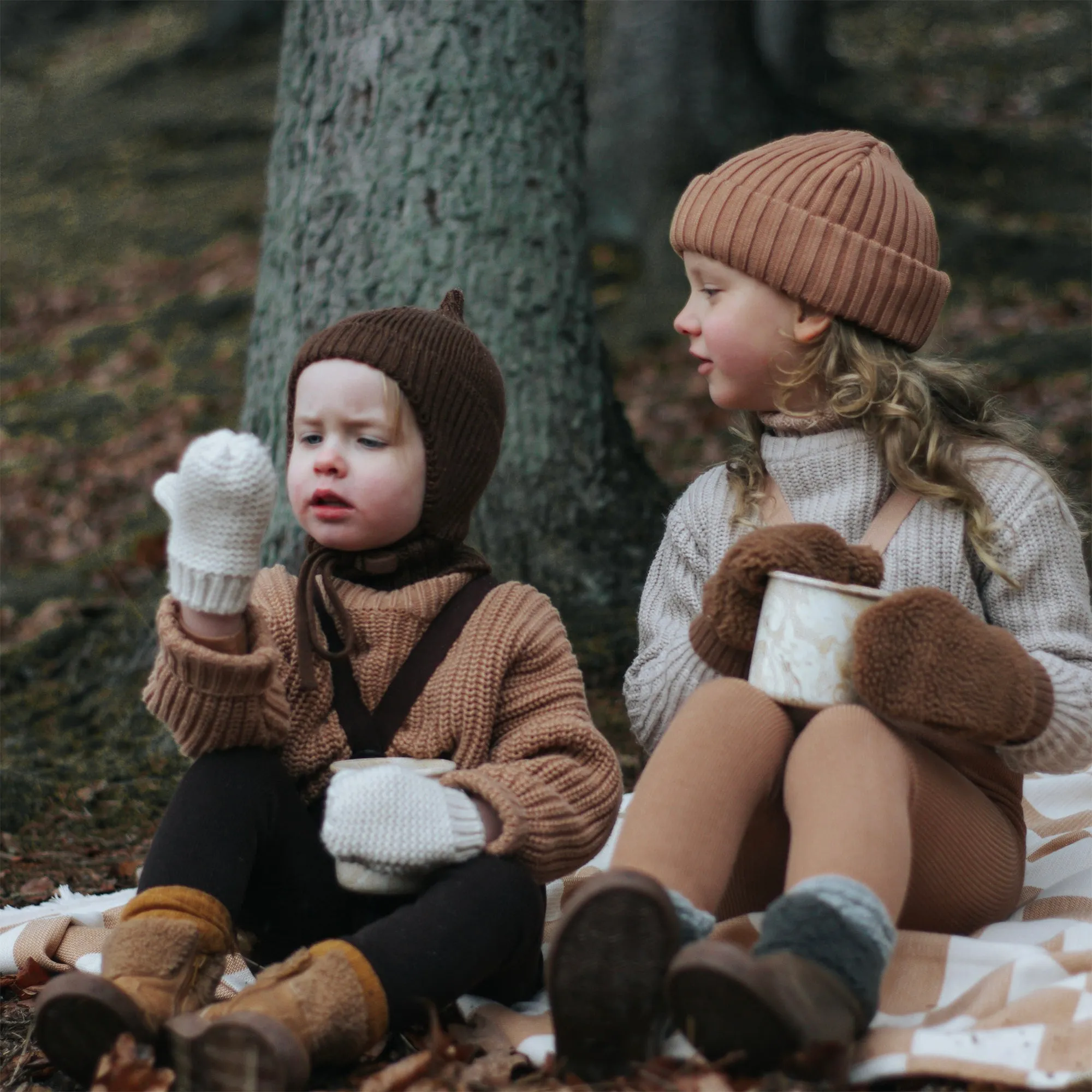 Silly Silas Wooly Footless Tights with Braces - Cappuccino Brown