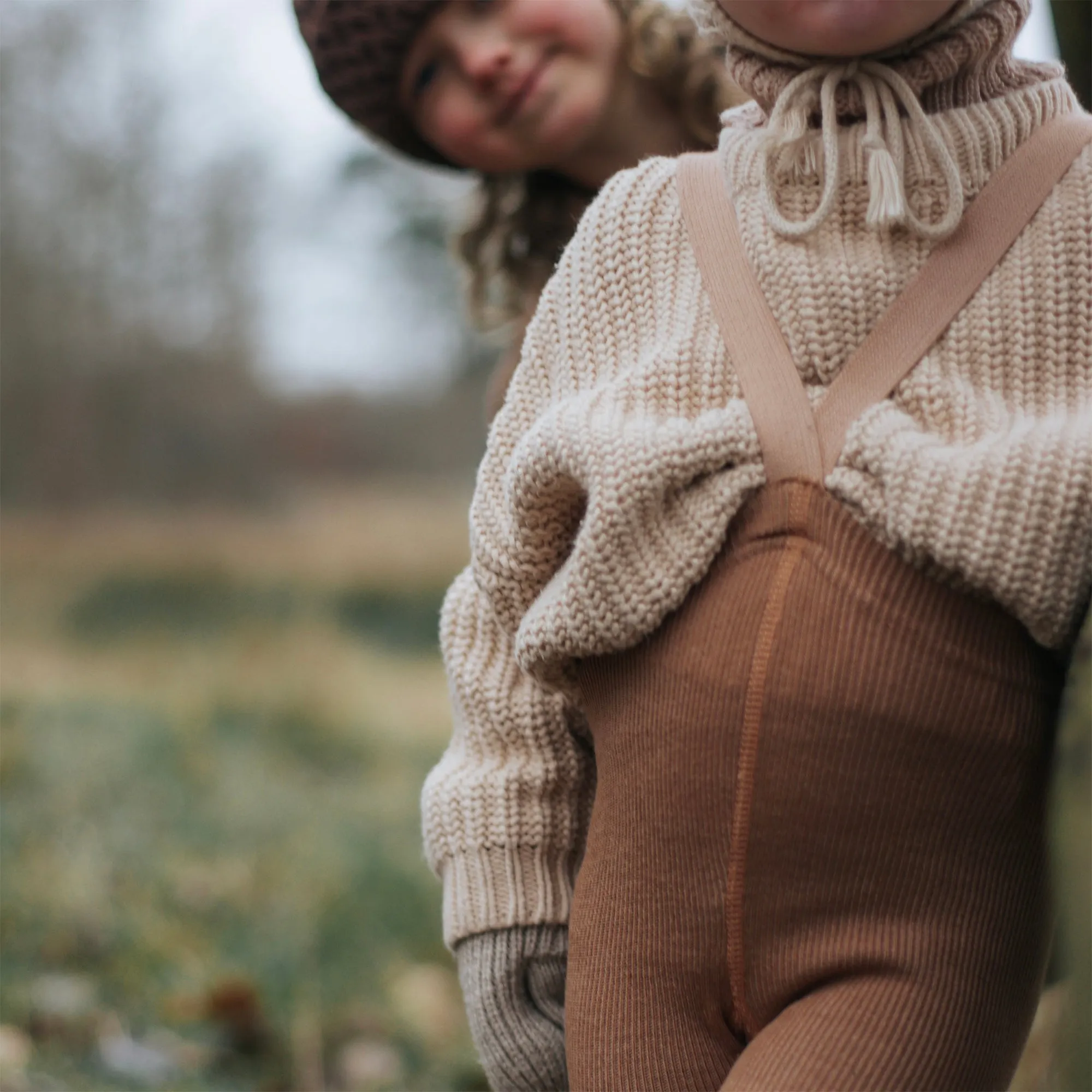 Silly Silas Wooly Footless Tights with Braces - Cappuccino Brown