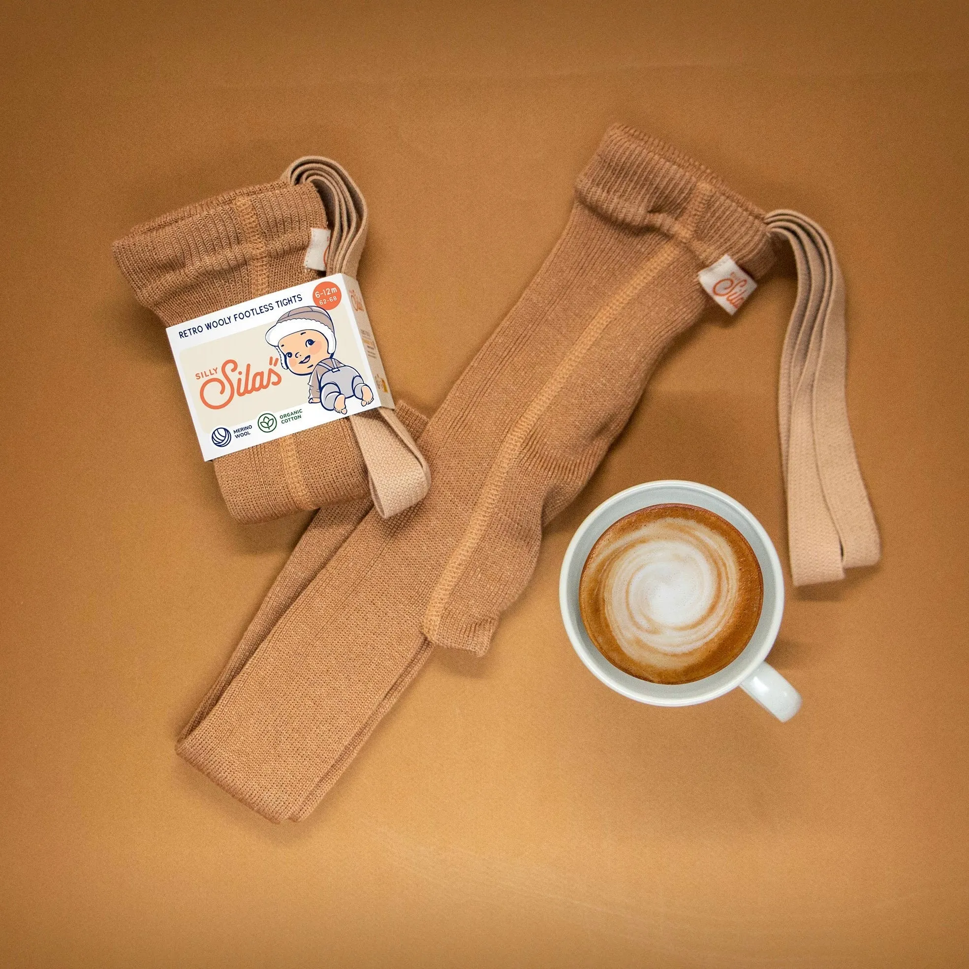 Silly Silas Wooly Footless Tights with Braces - Cappuccino Brown