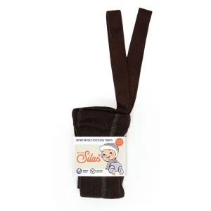 Silly Silas Wooly Footless Tights with Braces - Espresso Brown
