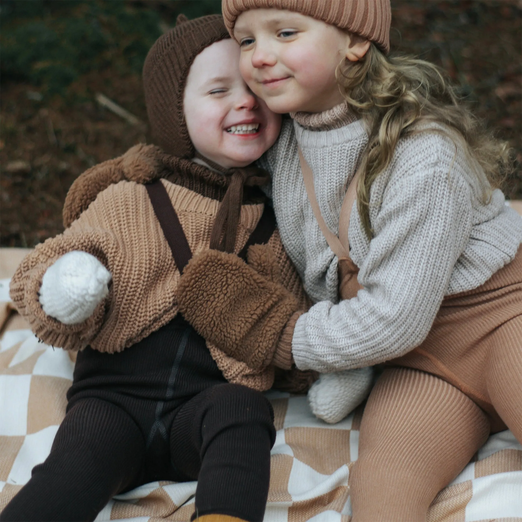 Silly Silas Wooly Footless Tights with Braces - Espresso Brown