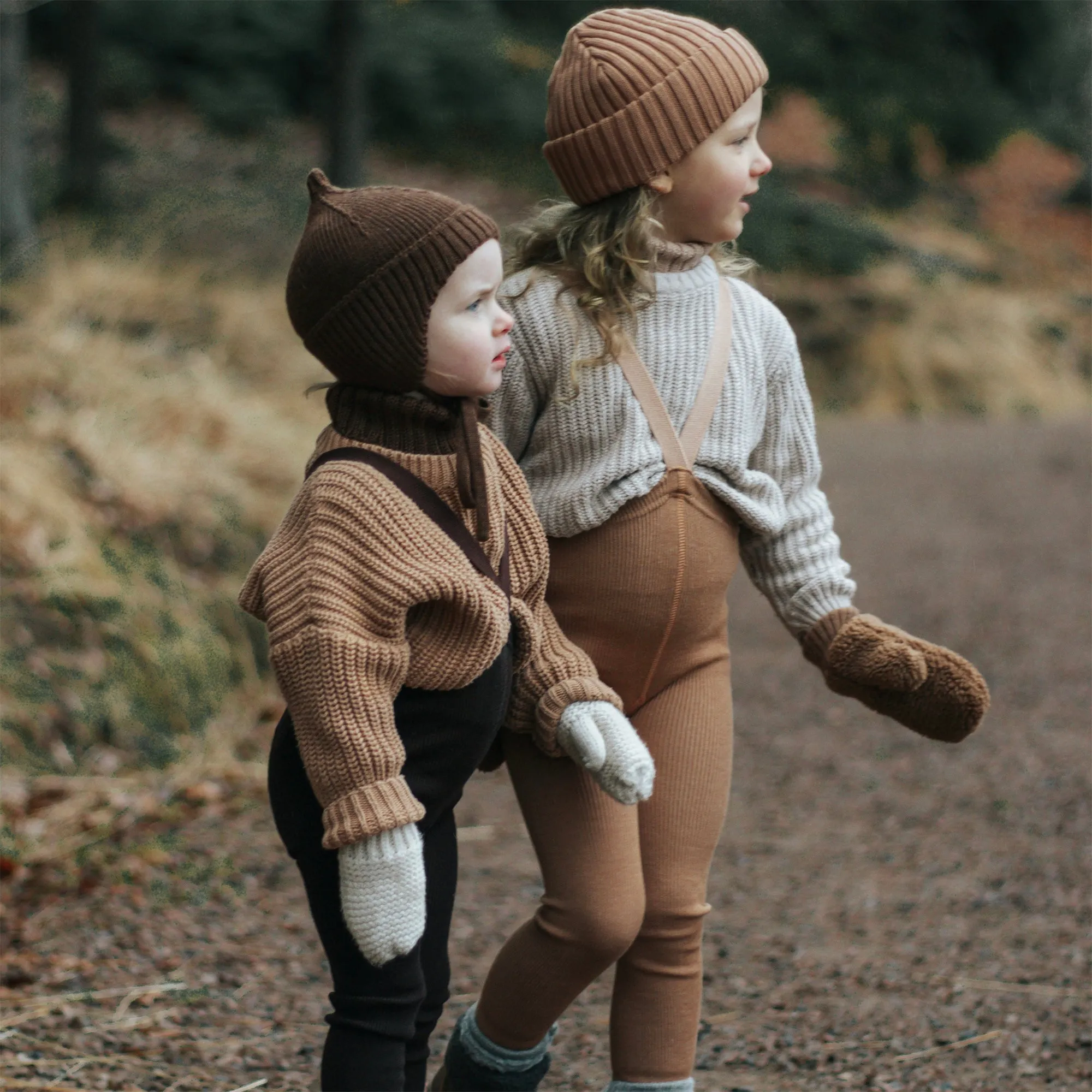 Silly Silas Wooly Footless Tights with Braces - Espresso Brown