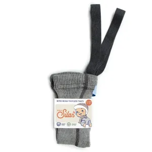 Silly Silas Wooly Footless Tights with Braces - Granite Grey
