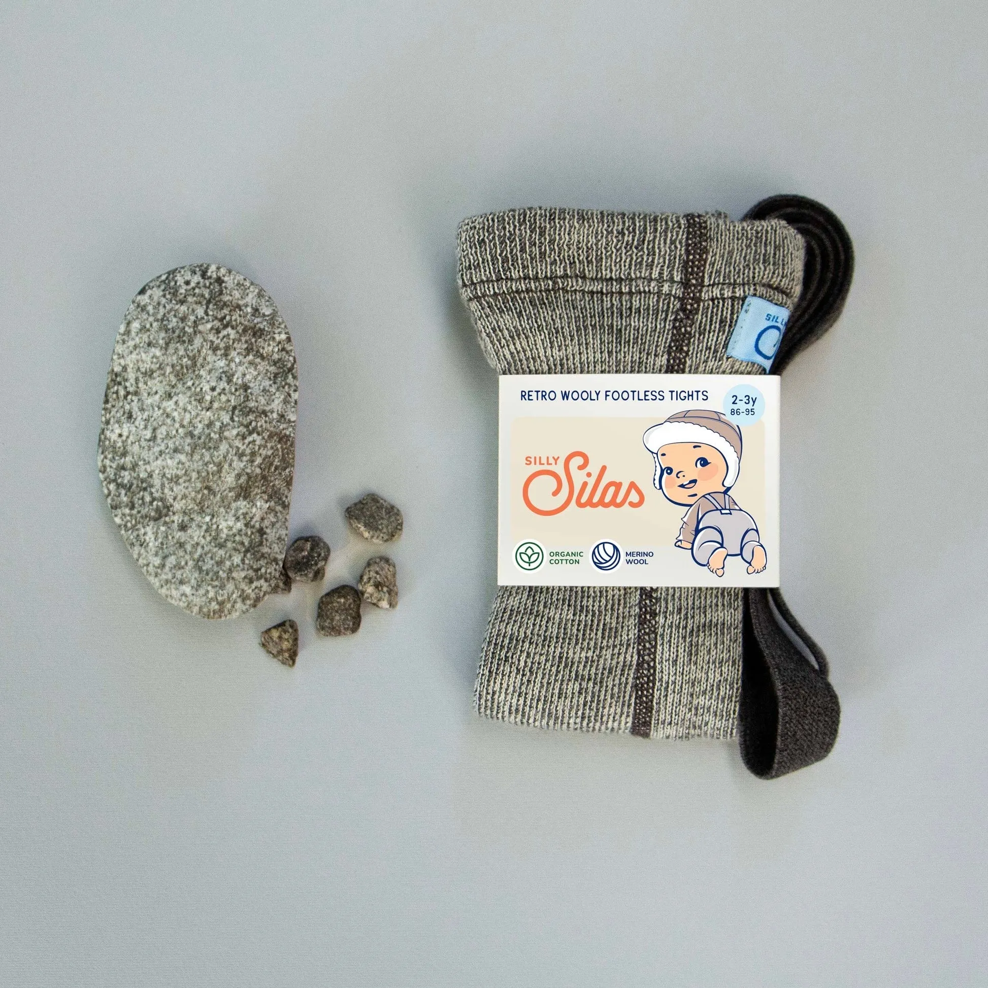 Silly Silas Wooly Footless Tights with Braces - Granite Grey