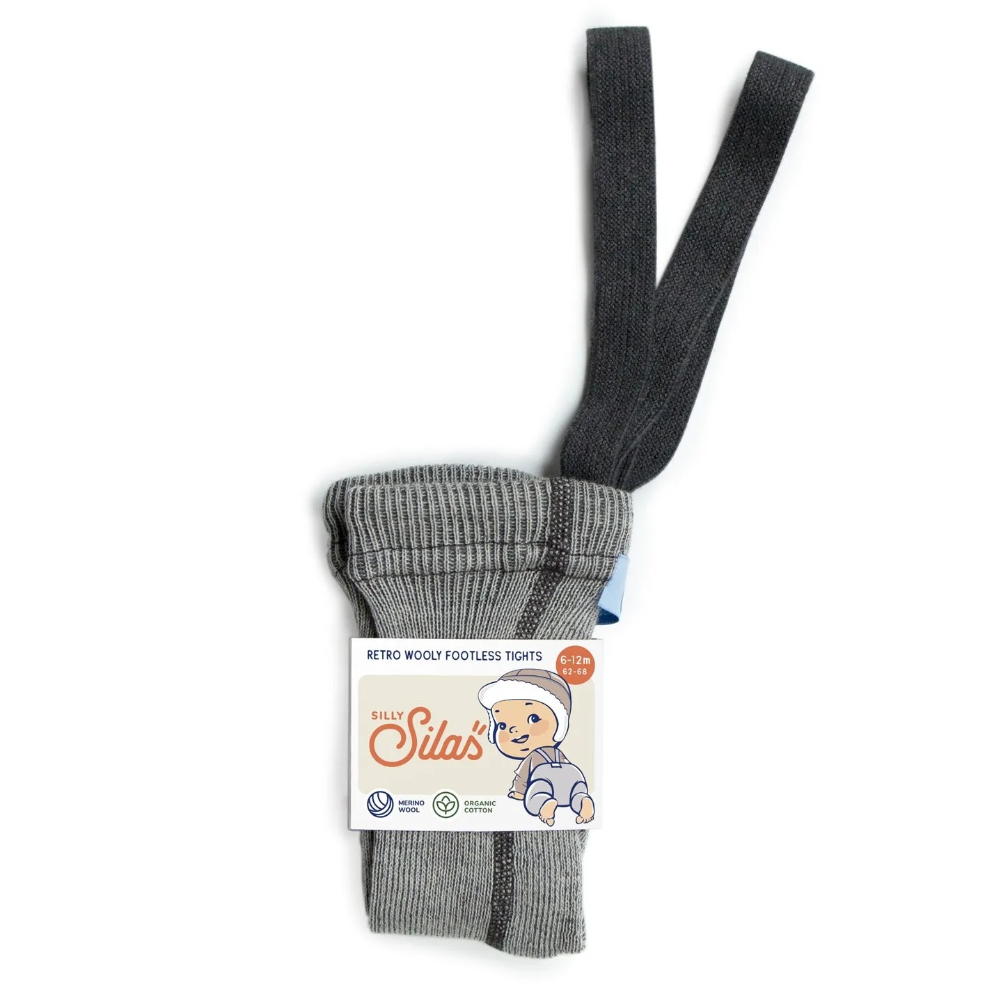 Silly Silas Wooly Footless Tights with Braces - Granite Grey