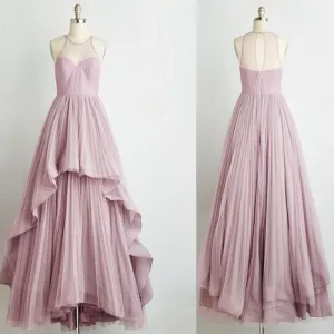 Simple Design Long A-line Tulle Prom Dresses, Romantic Country Wedding Dresses , BG0353