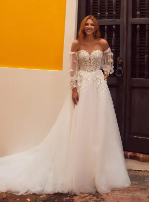 Size 10 L'amour LA23110 Shifra Ivory/Skin Gown