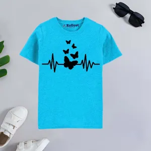 Sky blue butterfly heart rate Tshirt