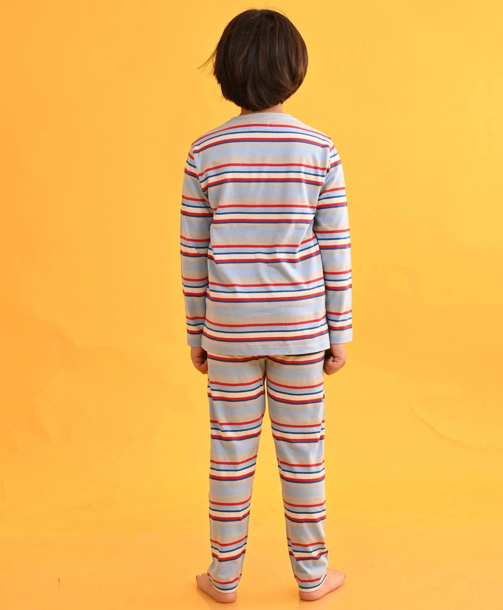 SKY RED ROYAL STRIPED LONG SLEEVES BOYS PYJAMA SET
