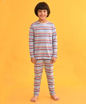SKY RED ROYAL STRIPED LONG SLEEVES BOYS PYJAMA SET