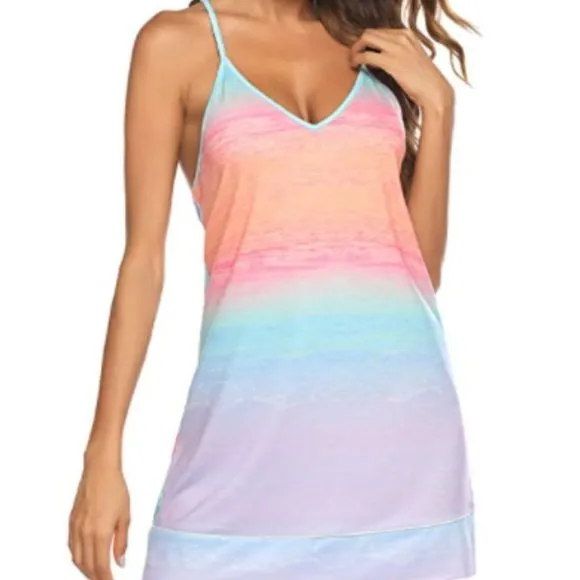 Sleeveless Nightgown V Neck Sleepwear Soft Pajama Dress Short Nightdress