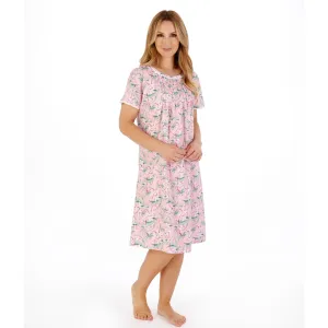 Slenderella Tropical Flower Print 42" Woven Nightdress | Pink
