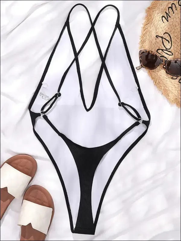 Snake skin cross backless women monokini g string thong swimwear one piece swimsuit female high cut