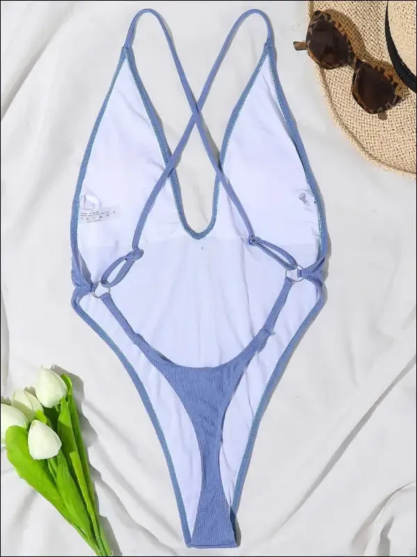 Snake skin cross backless women monokini g string thong swimwear one piece swimsuit female high cut