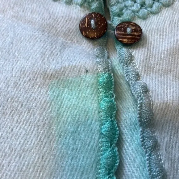 Soft Llama Wool Poncho Cape Coat Jacket Boho Festival Handwoven Aqua/Teal OSFM