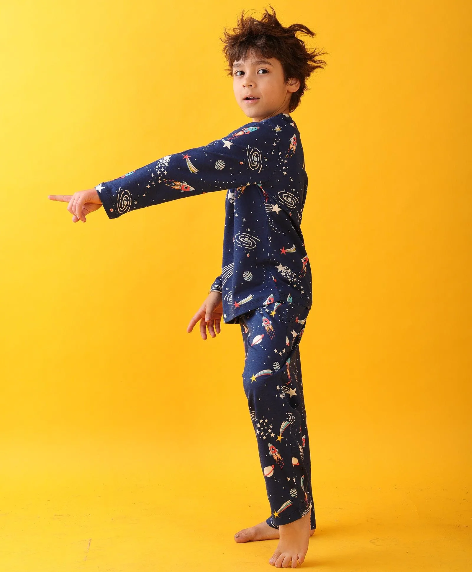 SOLAR SYSTEM DREAMS LONG SLEEVES PYJAMA SET - BLUE