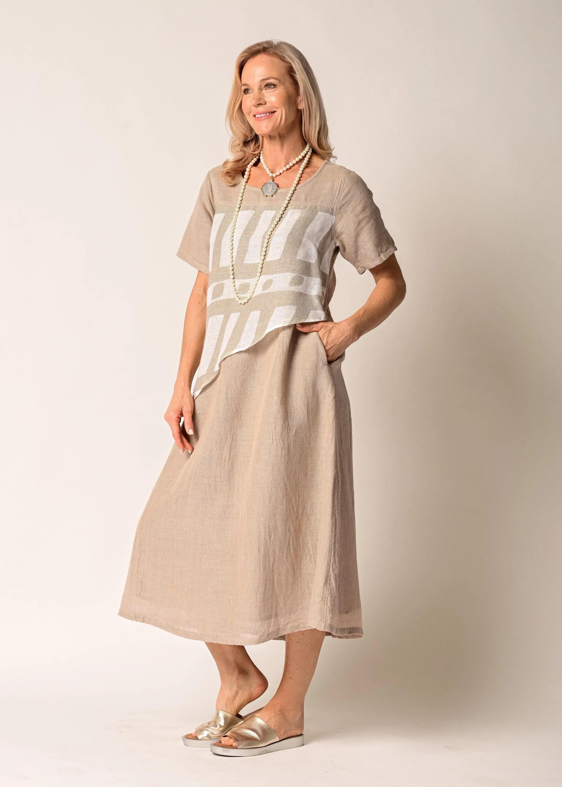 Solara Linen Dress in Latte