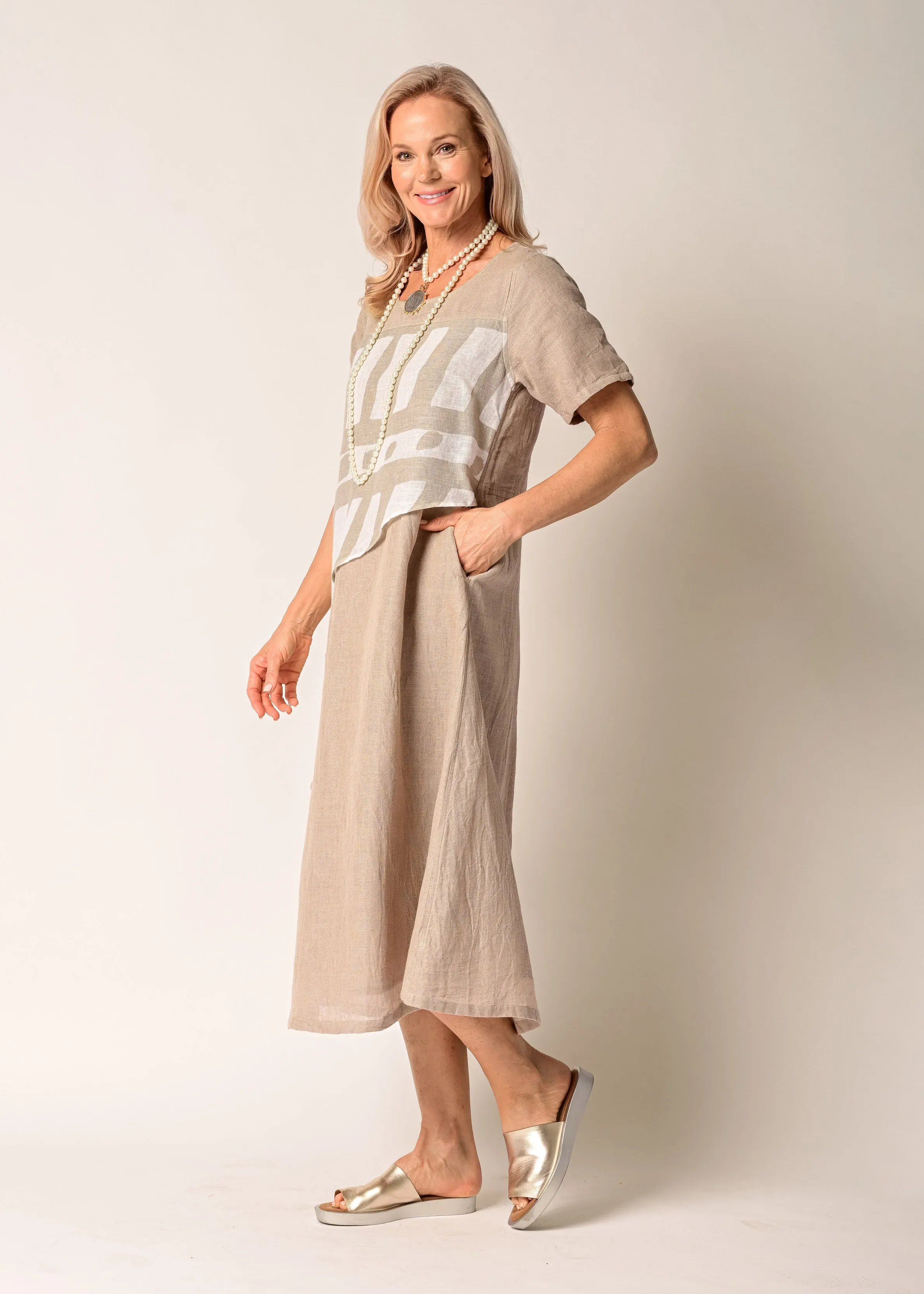 Solara Linen Dress in Latte