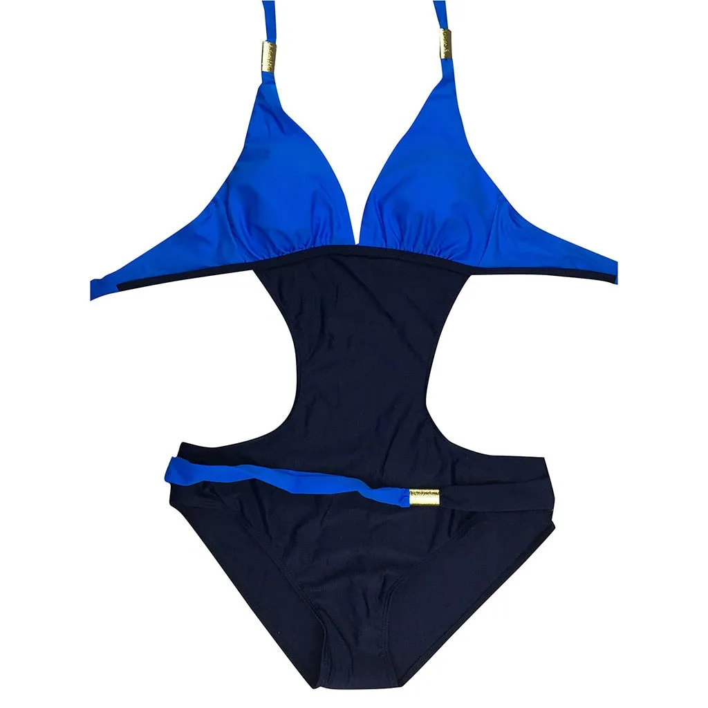 Solid Beading Bandage Padded Push up Bathing Suit Bikini