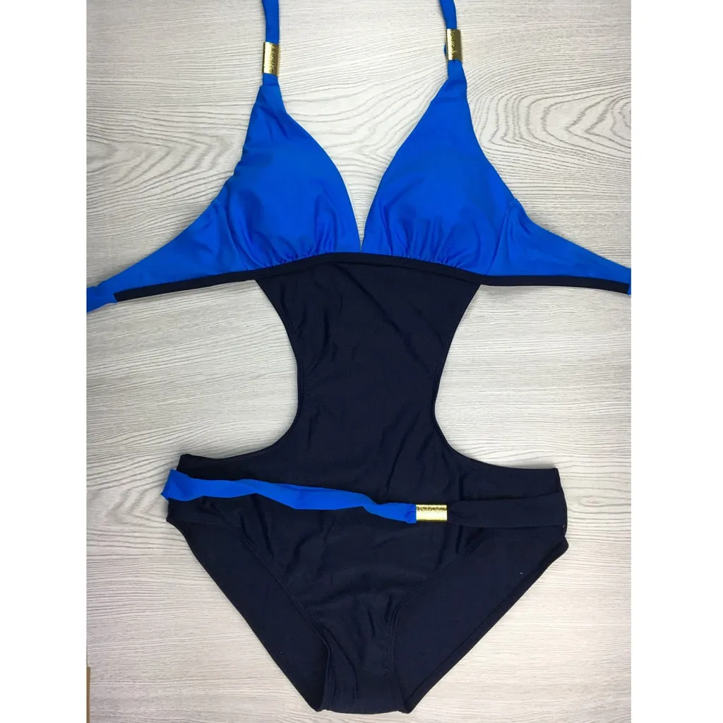 Solid Beading Bandage Padded Push up Bathing Suit Bikini