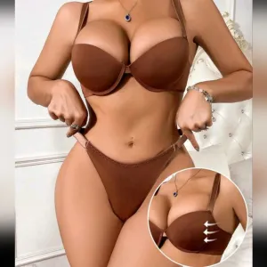 Solid Underwire Bra &amp; Panty Set