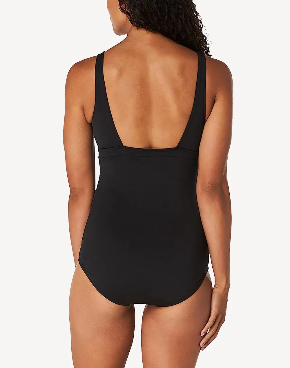 Solid V Neck Polyester One Piece