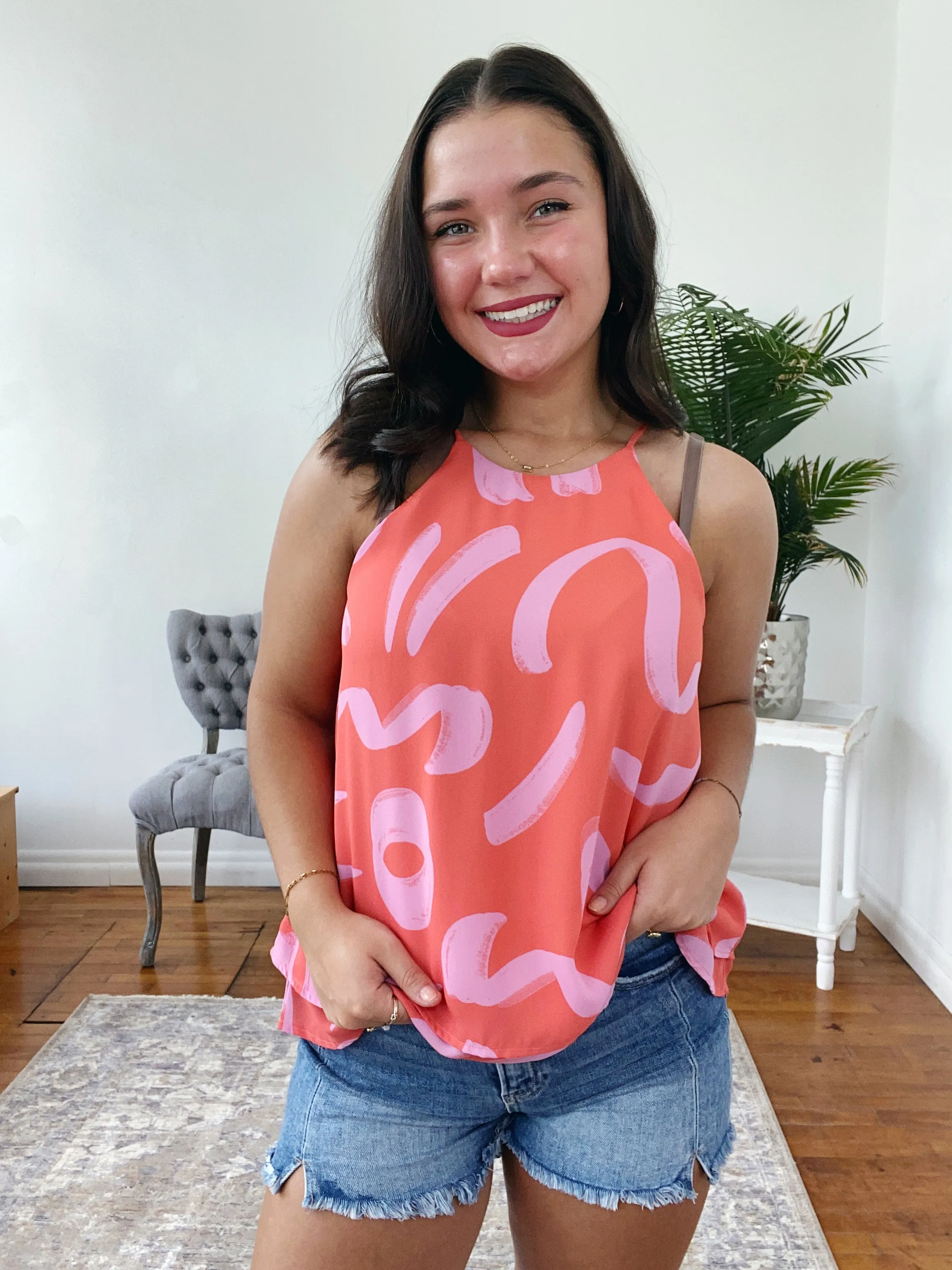 Sonny Sleeveless Halter-Neck Abstract Print Top FINAL SALE