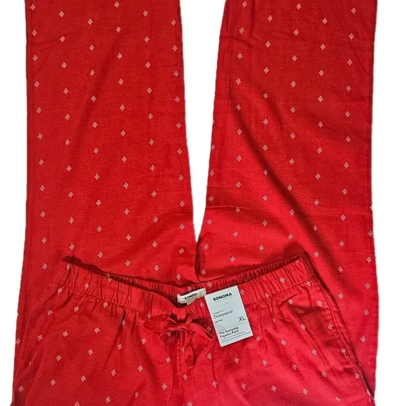 Sonoma Christmas Pajama Pants Womens XL Red Holiday Winter Warm Sleepwear NEW