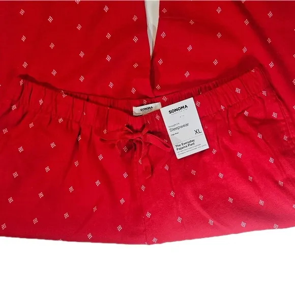 Sonoma Christmas Pajama Pants Womens XL Red Holiday Winter Warm Sleepwear NEW