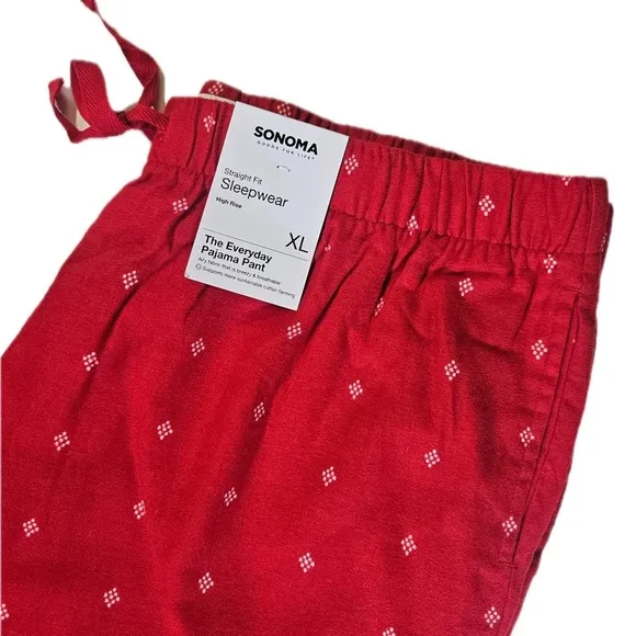 Sonoma Christmas Pajama Pants Womens XL Red Holiday Winter Warm Sleepwear NEW