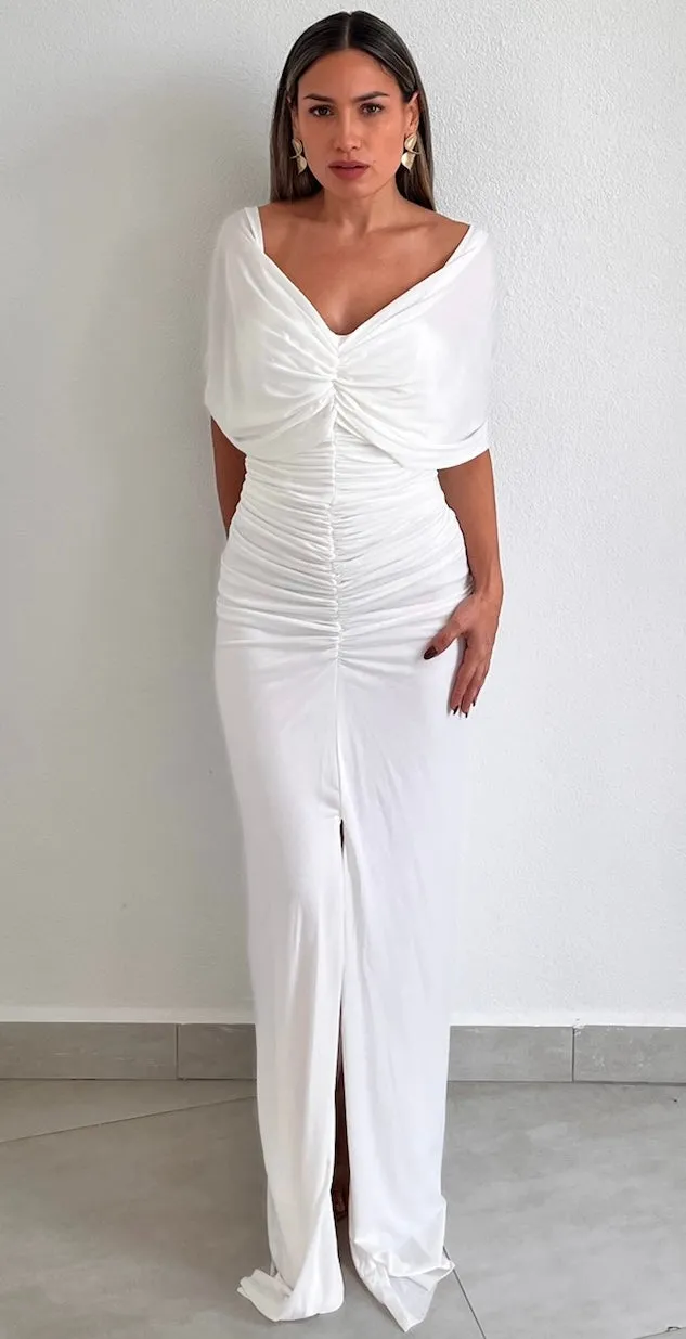 Sophisticated Angel White Mesh Long Dress